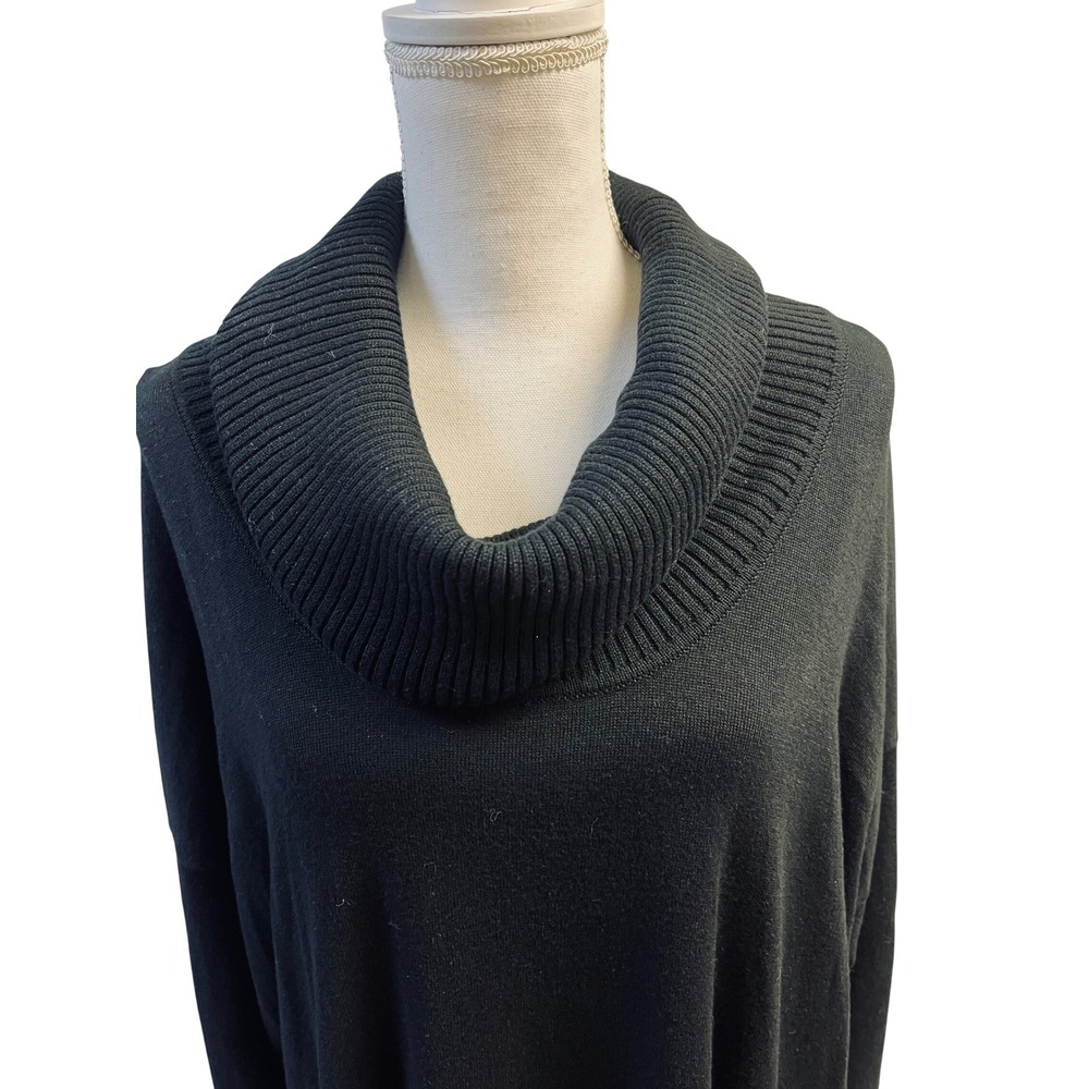 Michael Kors Sweater 2X Black Fringe Hem Draped Boho Cowgirl Western Luxury NEW - Picture 2 of 6